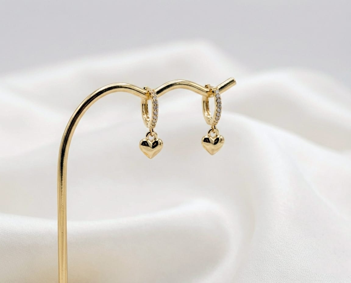 Girls Heart Huggie Hoop Earrings in 14k Gold-Plated & Sterling Silver