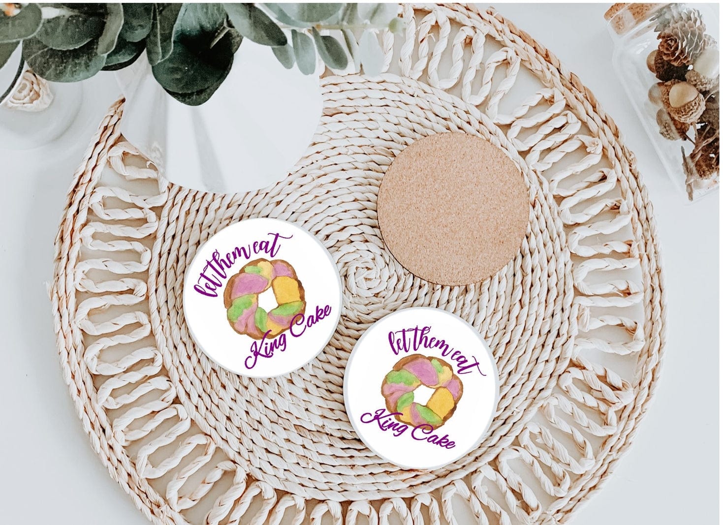 Crows Nest Atelier LLC Crows Nest Atelier Let Them Eat King Cake Coaster - Little Miss Muffin Children & Home