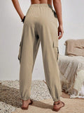 Rosa Clothing Trousers Pocket Casual Cargo Pants in Khaki