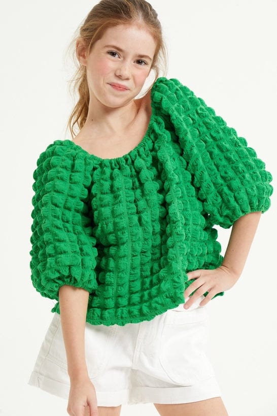 Good Girl Good Girl Tween Embossed Bubble Texture Balloon Sleeve Top - Little Miss Muffin Children & Home