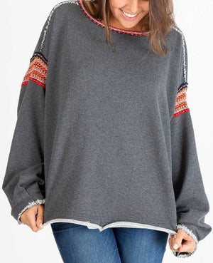 Rosa Clothing Web Panelled Raw-Edged Cotton Sweatshirt in Gray