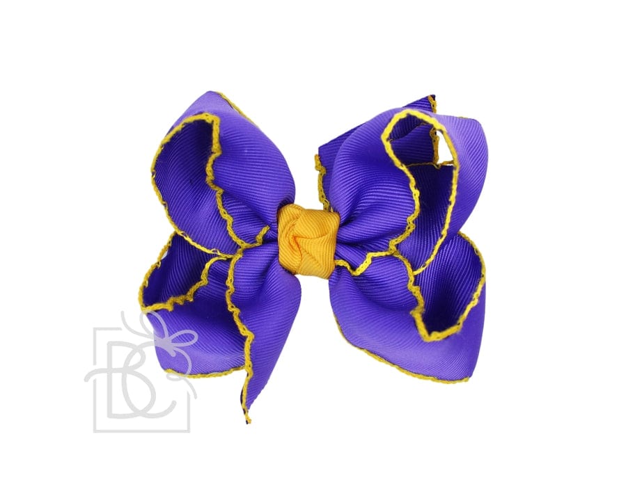 Beyond Creations Beyond Creations Yellow Gold Crochet Edge 4.5" Large Purple Bow - Little Miss Muffin Children & Home