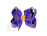 Beyond Creations Yellow Gold Crochet Edge 4.5" Large Purple Bow