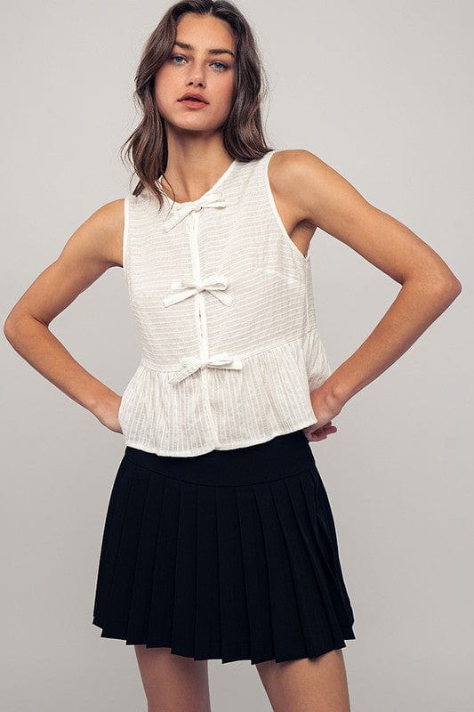 Urban Daizy Urban Daizy Triple Bow Front Sleeveless Babydoll Top - Little Miss Muffin Children & Home