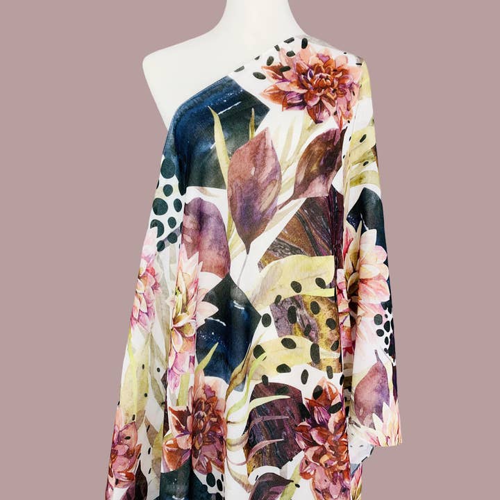 JC Sunny Fashion JC Sunny Burgundy-Multi Floral Scarf - Little Miss Muffin Children & Home