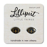 Lilliput Little Things Black & Gold Fleur Football Earrings