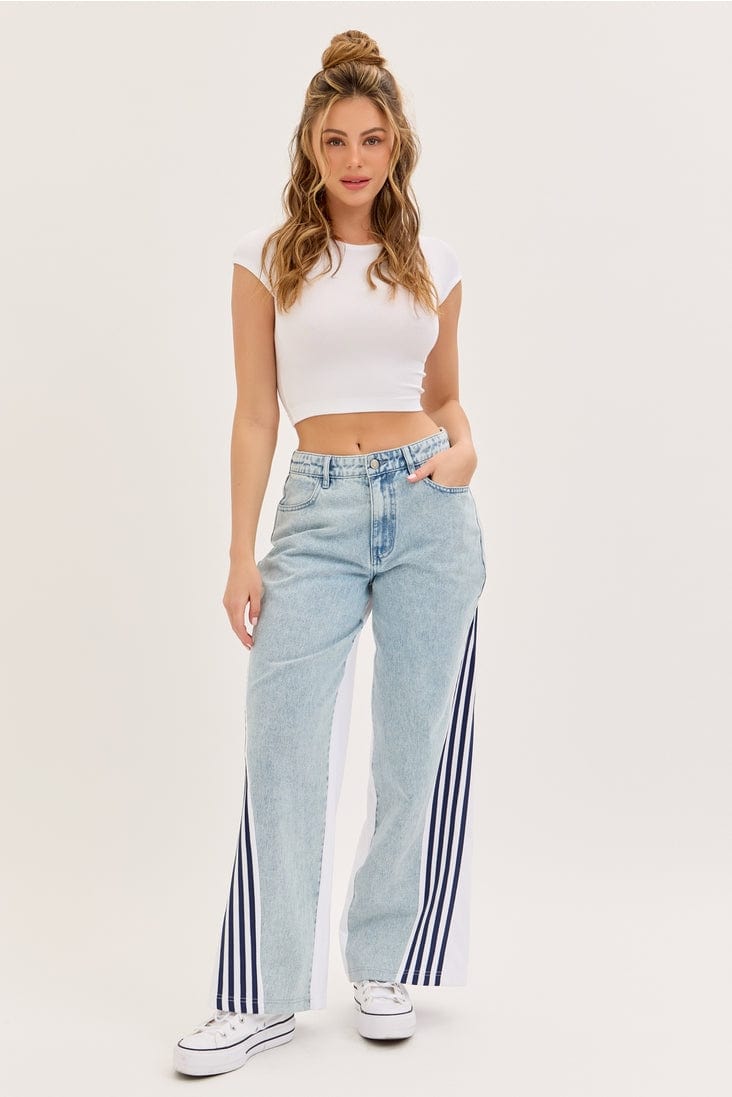 Cello Jeans High Rise Side Stripe Wide Leg Jeans - Little Miss Muffin Children & Home