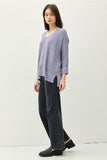 Be Cool V-Neck Sweater with Side Slits in Slate Blue