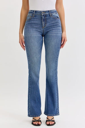 Cello Jeans Mid-Rise Bootcut Jeans in Medium Denim