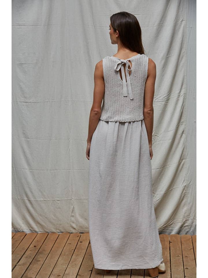 Sleeveless Knit Sweater Flare Maxi Dress