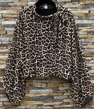 Loowie Leopard Print Bow Tie Neck Blouse