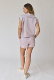 Papermoon Papermoon Blake Half Zip Sleeveless Sweatshirt & Shorts Set in Lilac - Little Miss Muffin Children & Home