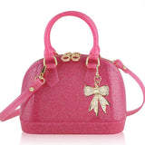 Carrying Kind Cate Hot Pink Sparkle Handbag with Coco the Gold Bow Charming Addition