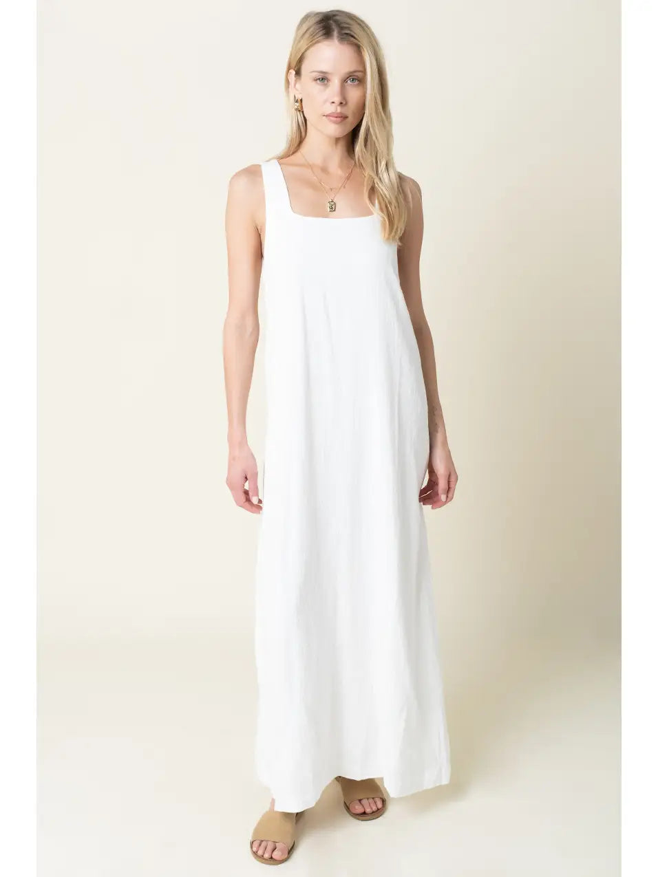 Avery Relaxed Maxi Tank Dress in Off White