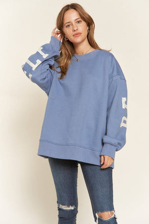 Jade by Jane Be Yourself Sweatshirt in Washed Blue