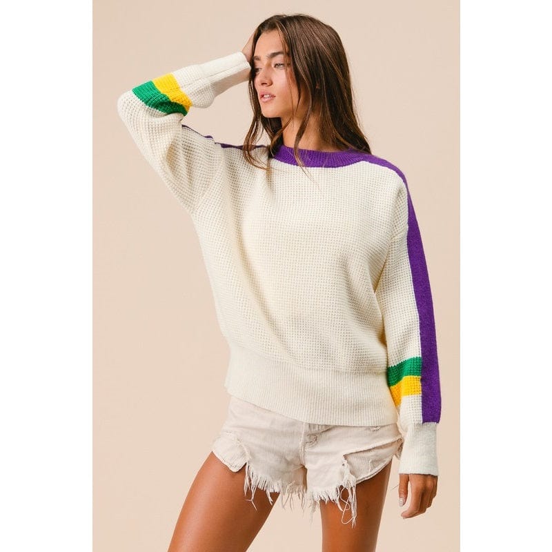 Ive Ive Mardi Gras Color Block Sweater - Little Miss Muffin Children & Home