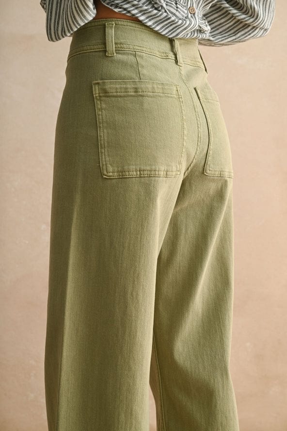 Miou Muse Straight Wide Leg Denim Pants in Dusty Sage - Little Miss Muffin Children & Home