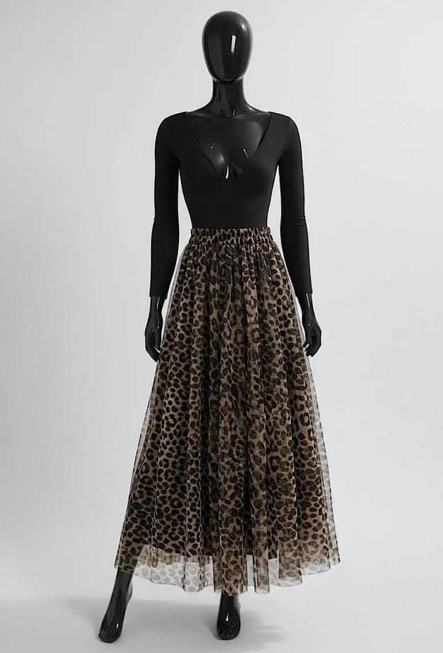 Black Leopard Print Ariana Skirt