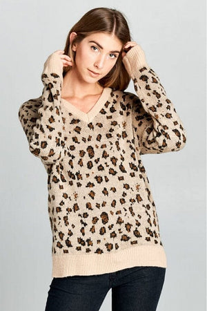 Ellison Pixel Leopard Print Knit Sweatshirt