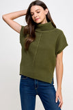 Ellison Sleeveless Turtle Neck Sweater Vest in Olive