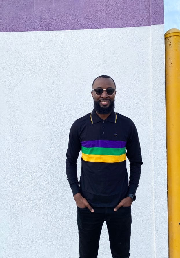 Mardi Gras Creations Mardi Gras Creations Black Chest Stripe Adult Long Sleeve - Little Miss Muffin Children & Home