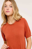 La Miel Short Sleeve Knit Sweater in Pumpkin