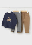 3 piece sweater and pants set with puppy