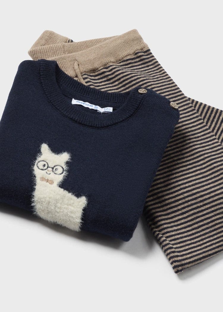 Mayoral Usa Inc Mayoral Baby 3 Piece Tricot Set in Navy - Little Miss Muffin Children & Home