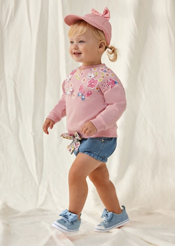 Mayoral Usa Inc Mayoral Denim Shorts with Floral Belt - Little Miss Muffin Children & Home