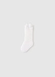 Open Weave Bow Socks in White