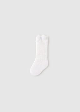 Open Weave Bow Socks in White
