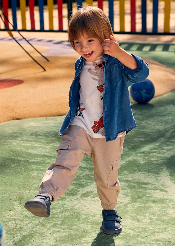 baby tan cargo pants with pockets for boys
