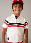 Mayoral Usa Inc Striped Short Sleeve Polo in Cream & Red - Little Miss Muffin Children & Home