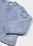 Mayoral Usa Inc Mayoral Knit Sweater Embroidered Flowers in Blue - Little Miss Muffin Children & Home