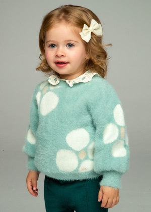 Mayoral Usa Inc Mayoral Floral Jacquard Fuzzy Sweater in Jade - Little Miss Muffin Children & Home