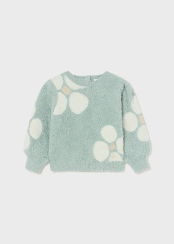 Mayoral Usa Inc Mayoral Floral Jacquard Fuzzy Sweater in Jade - Little Miss Muffin Children & Home