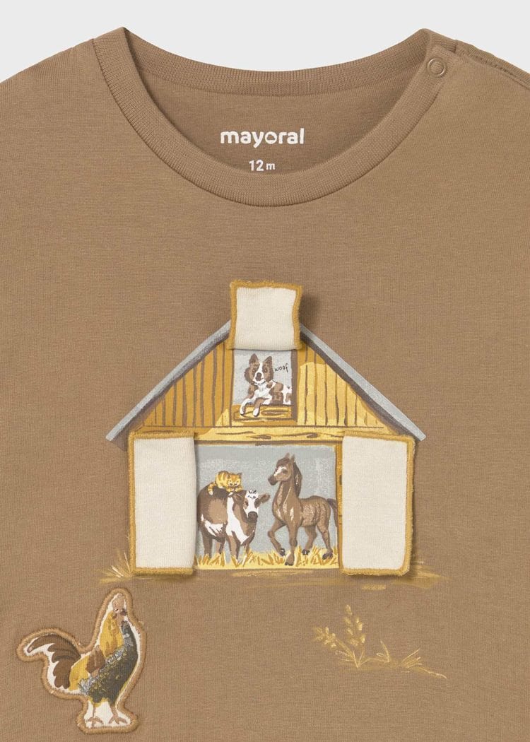 Mayoral Usa Inc Long Sleeve Barn T-Shirt in Caramel - Little Miss Muffin Children & Home