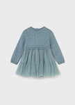 blue knit and tule dress for baby