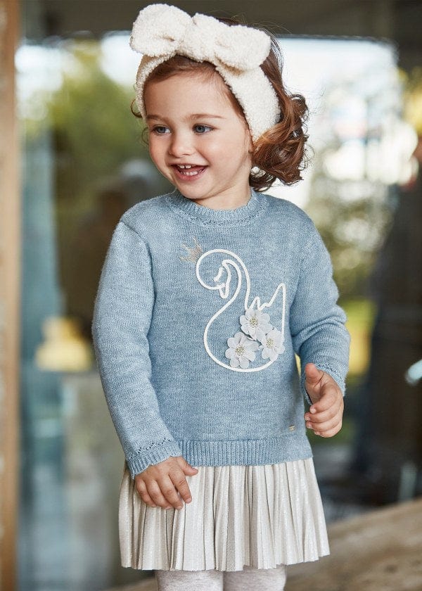 Mayoral Usa Inc Mayoral Knit Dress with Swan Applique - Little Miss Muffin Children & Home