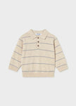 Boys' Long Sleeve Knit Polo in Stone