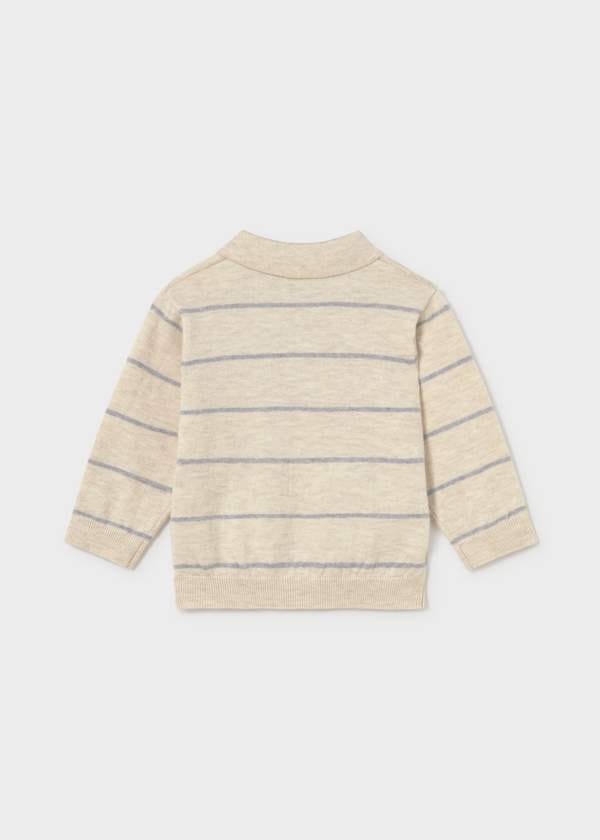 Boys' Long Sleeve Knit Polo in Stone