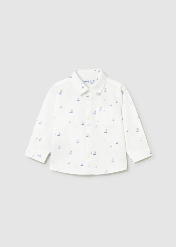 Mayoral Usa Inc Long Sleeve Linen Shirt in Sailboat Print - Little Miss Muffin Children & Home