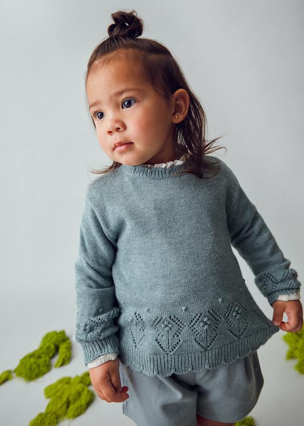 Mayoral Usa Inc Openwork Knit Sweater in Blue - Little Miss Muffin Children & Home