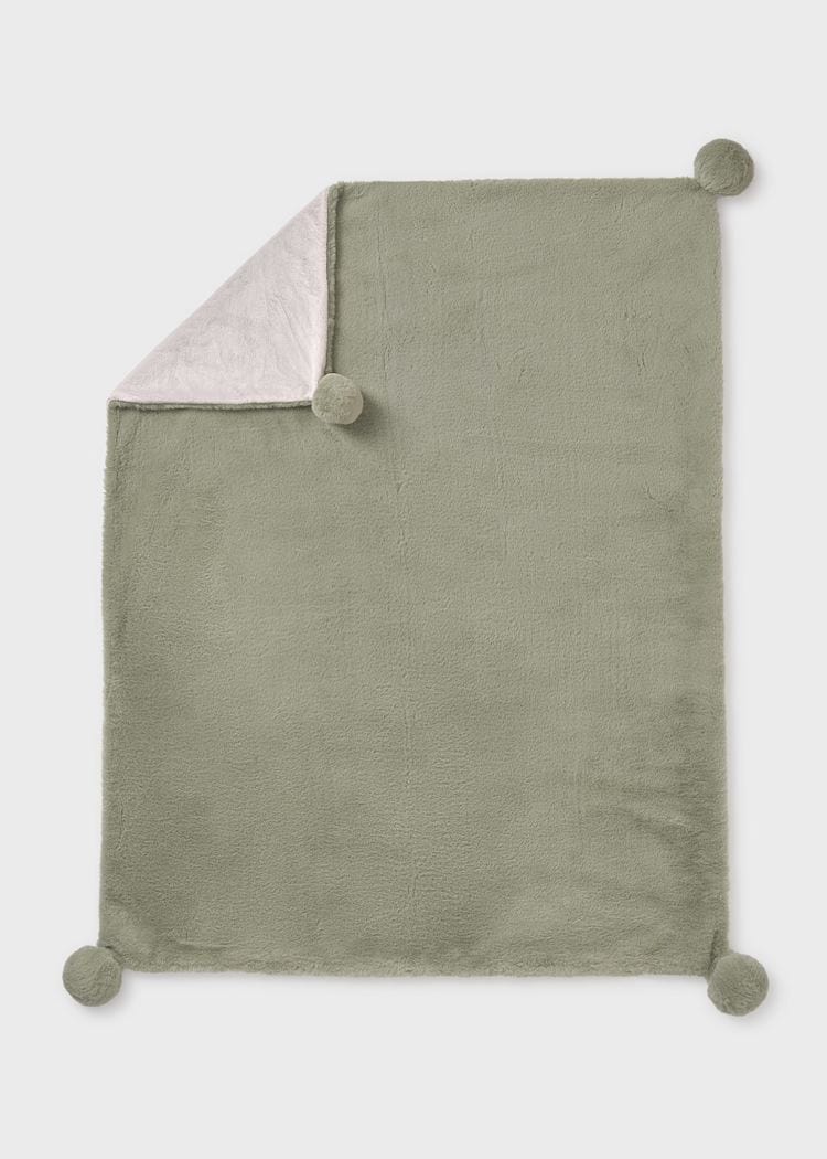 sage faux fur blanket
