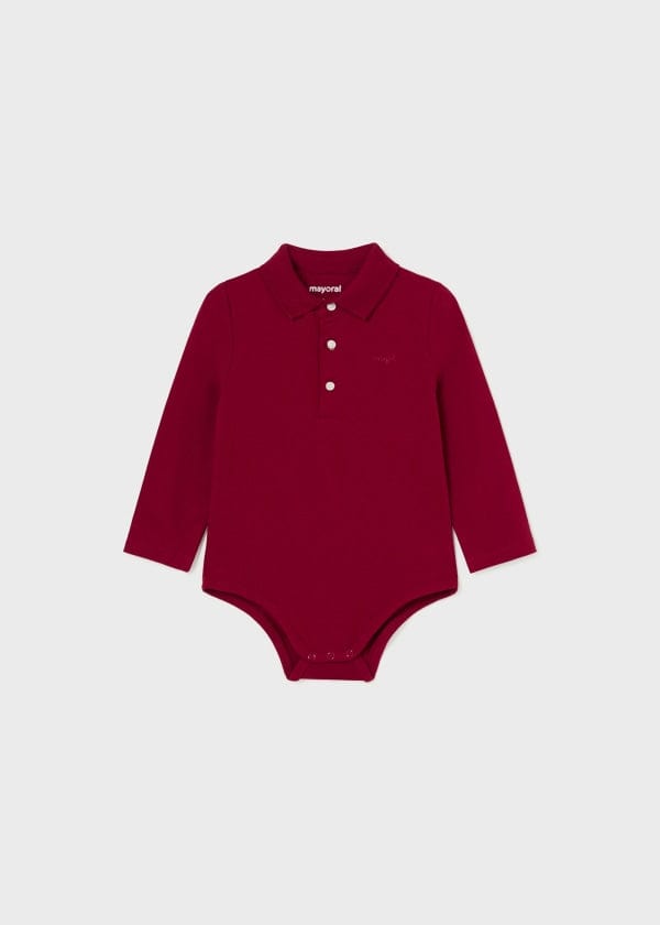 Mayoral Usa Inc Mayoral Long Sleeve Polo Onesie for Baby in Cherry - Little Miss Muffin Children & Home