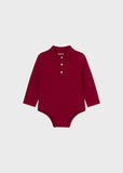 Mayoral Long Sleeve Polo Onesie for Baby in Cherry