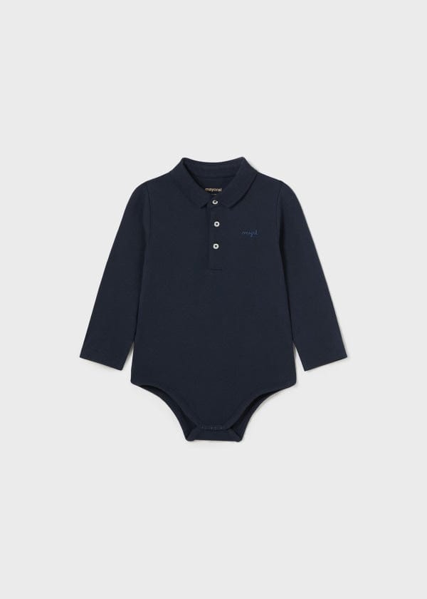 Mayoral Usa Inc Mayoral Long Sleeve Polo Onesie for Baby in Navy - Little Miss Muffin Children & Home