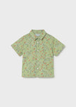 Chameleon Print Button Up Shirt in Matcha