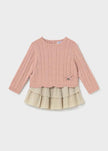 2-Piece Tiered Pleated Skirt & Sweater Set