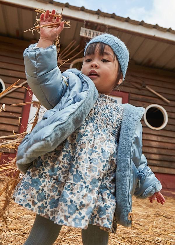 Mayoral Usa Inc Ruffled Printed Velvet Dress in Blue Bell - Little Miss Muffin Children & Home